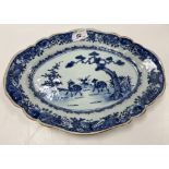 A pair of 19th Century Chinese lozenge shaped meat platters,