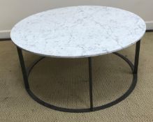 A modern circular coffee table,