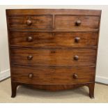 A 19th Century mahogany bow fronted chest of two short over three long graduated drawers with