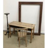 A collection of furniture comprising a circa 1900 mahogany jardinere stand raised on tripod base,
