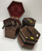 A Louis Lachenal rosewood cased concertina 24 button together with another Lachenal & Co rosewood