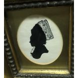 ENGLISH SCHOOL "Mrs Emma Drake" silhouette study of female bust with hair with lace trim,