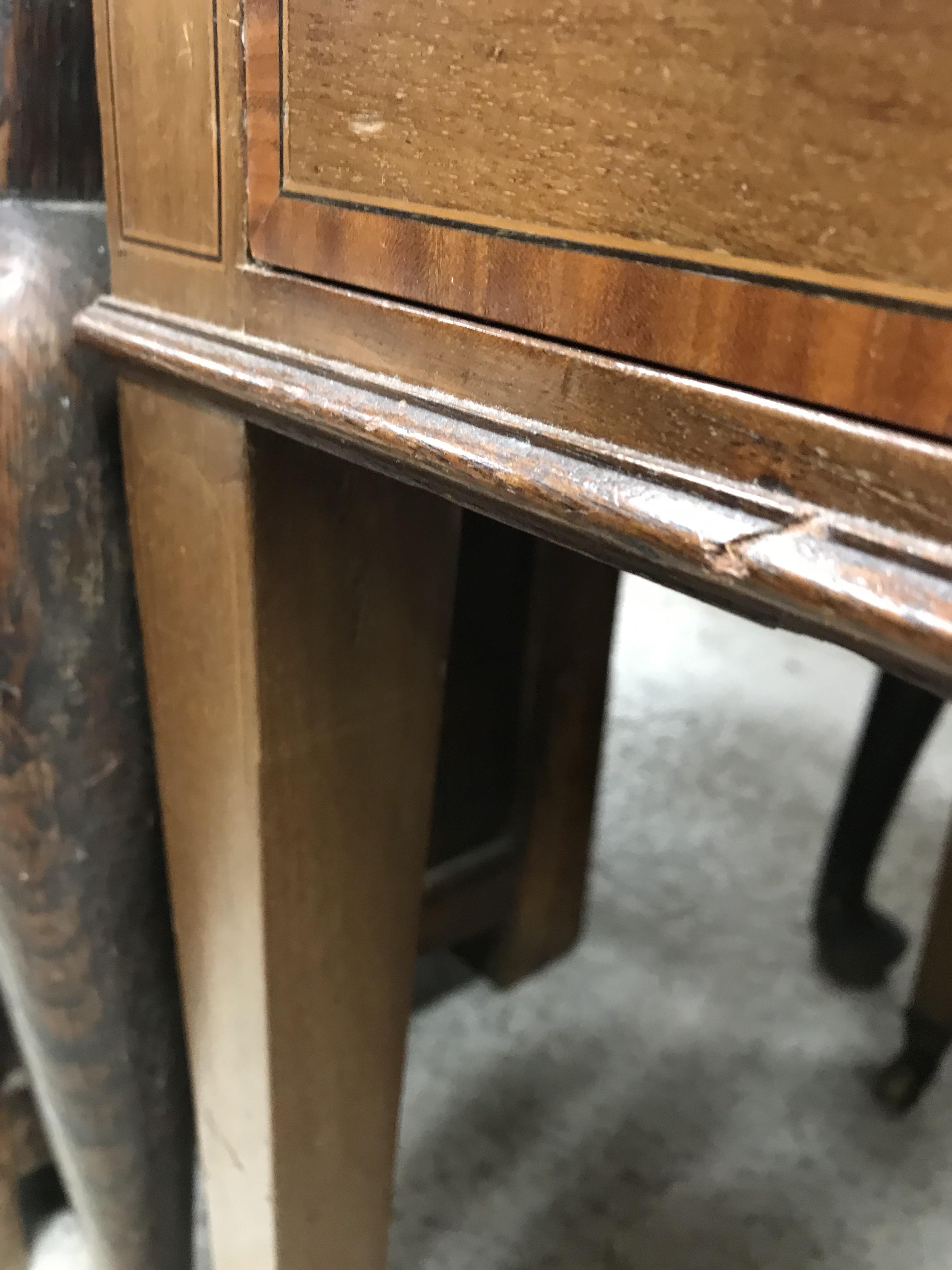 An Edwardian mahogany and satinwood banded Sheraton Revival writing table, - Image 9 of 41