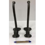 Two modern cast metal coat hooks inscribed "GWR", 9 cm wide 29 cm deep x 16 cm high,