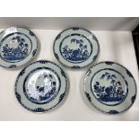 A set of four 19th Century Chinese blue and white porcelain plates,