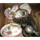 Three Spode "Marlborough Sprays" oven to table ware tureens and covers,