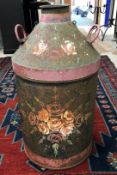 A painted iron bargeware style milk churn,