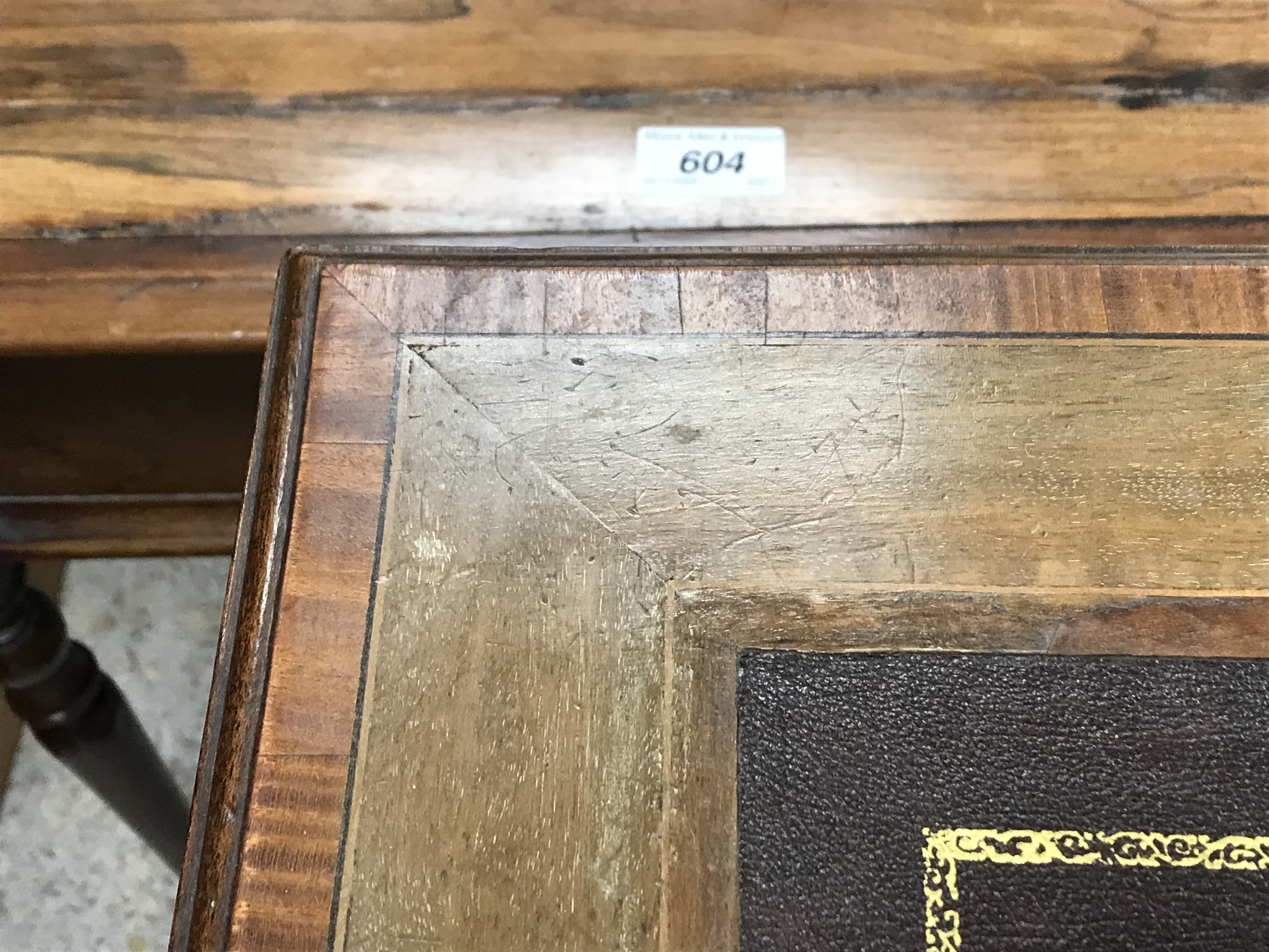 An Edwardian mahogany and satinwood banded Sheraton Revival writing table, - Image 33 of 41