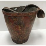 A 19th Century painted and transfer decorated leather fire bucket,