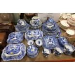 A large collection of Spode's Blue Italian china wares including various meat platters and serving