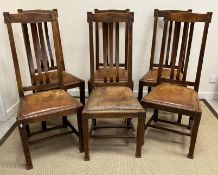 A set of six circa 1900 oak framed Art Nouveau style dining chairs,