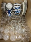 Four various boxes of china and glassware to include Poole "Sherbourne" breakfast wares,