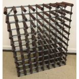 A modern galvanised and stained pine 80 bottle wine rack 81 cm wide x 100.5 cm high x 22.