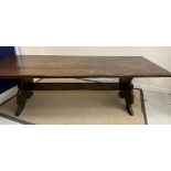 A 20th Century elm refectory style dining table in the 17th Century manner,