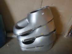 Four various De Havilland aluminium propellor cowls / covers, one bearing "Serial No.