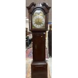 An 18th Century North Country oak and cross banded cased long case clock,