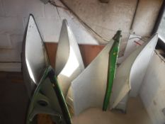A collection of five aluminium wing fairings,