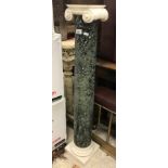 A green marble column with ionic scrollwork lotus leaf decorated cap on a stepped square base 17.