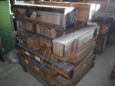 Fourteen aeronautical wooden crates,