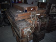 Eleven aeronautical wooden crates,