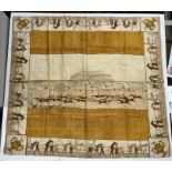 A 19th Century silk scarf depicting Doncaster Race for The Great St.