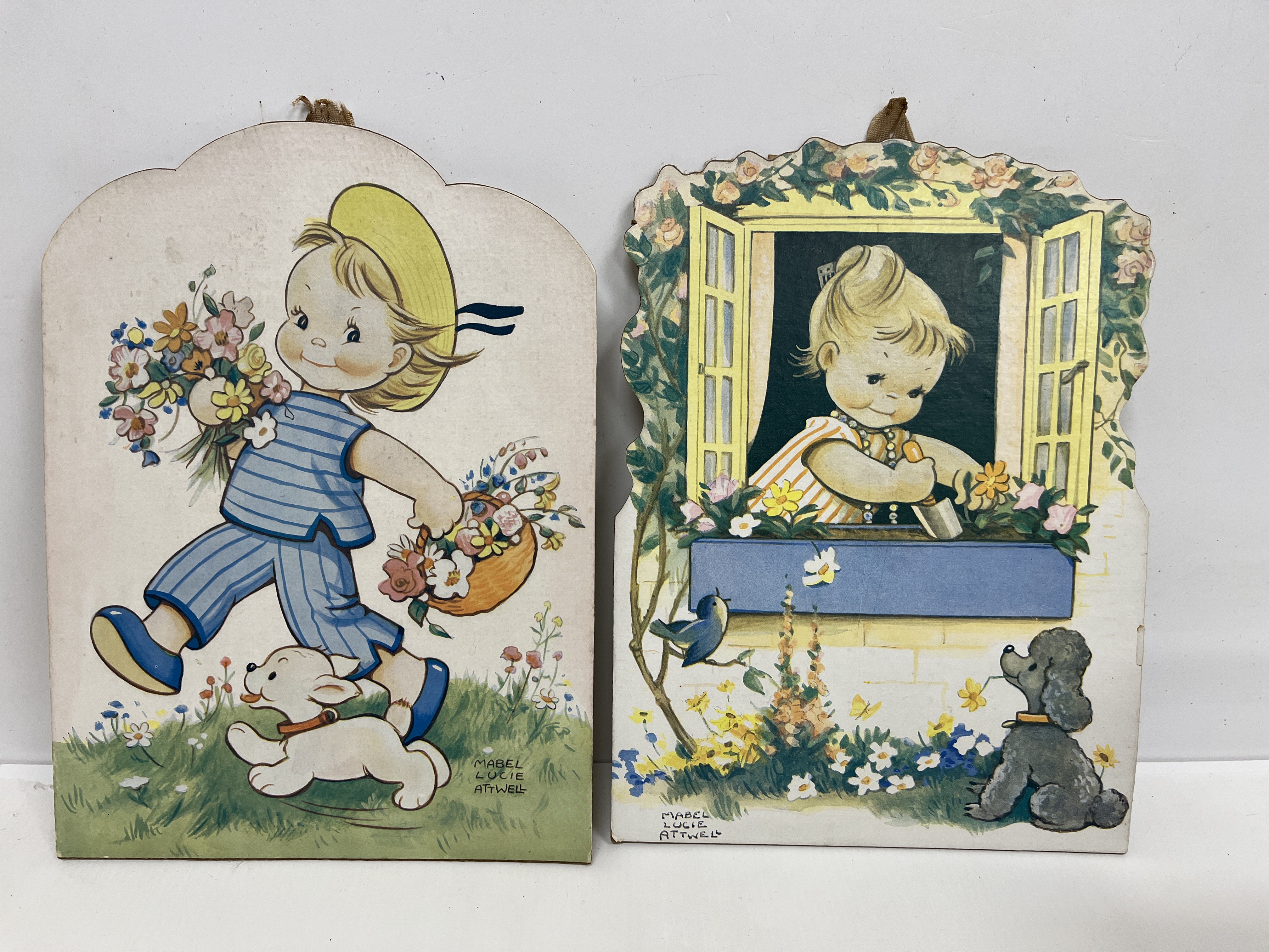 A collection of Mabel Lucie Attwell and other similar vintage cardboard signs, - Image 3 of 6