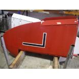 A De Havilland tail fin, red painted, approx 220 cm high, bearing Dove label inscribed "Type No.