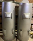 Two painted aluminium engine covers, believed to be De Havilland Devons,