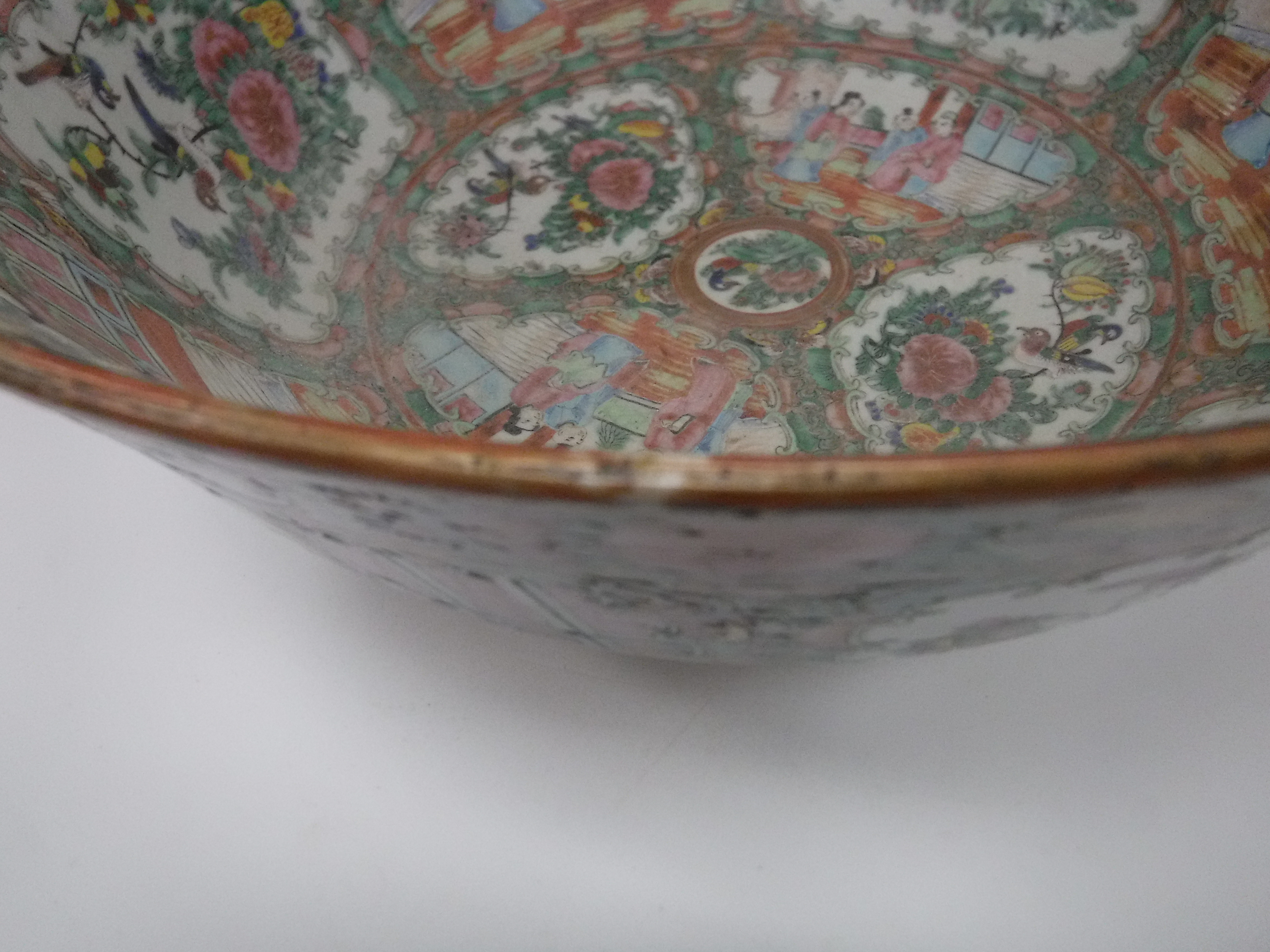 A 19th Century Chinese famille rose fruit bowl with slightly flared rim and carved wooden stand, - Image 8 of 21