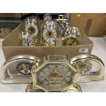 Two boxes of various clocks including five various dome top clocks,