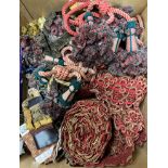 A box of various vintage and other tassle tie-backs and braid,