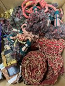 A box of various vintage and other tassle tie-backs and braid,