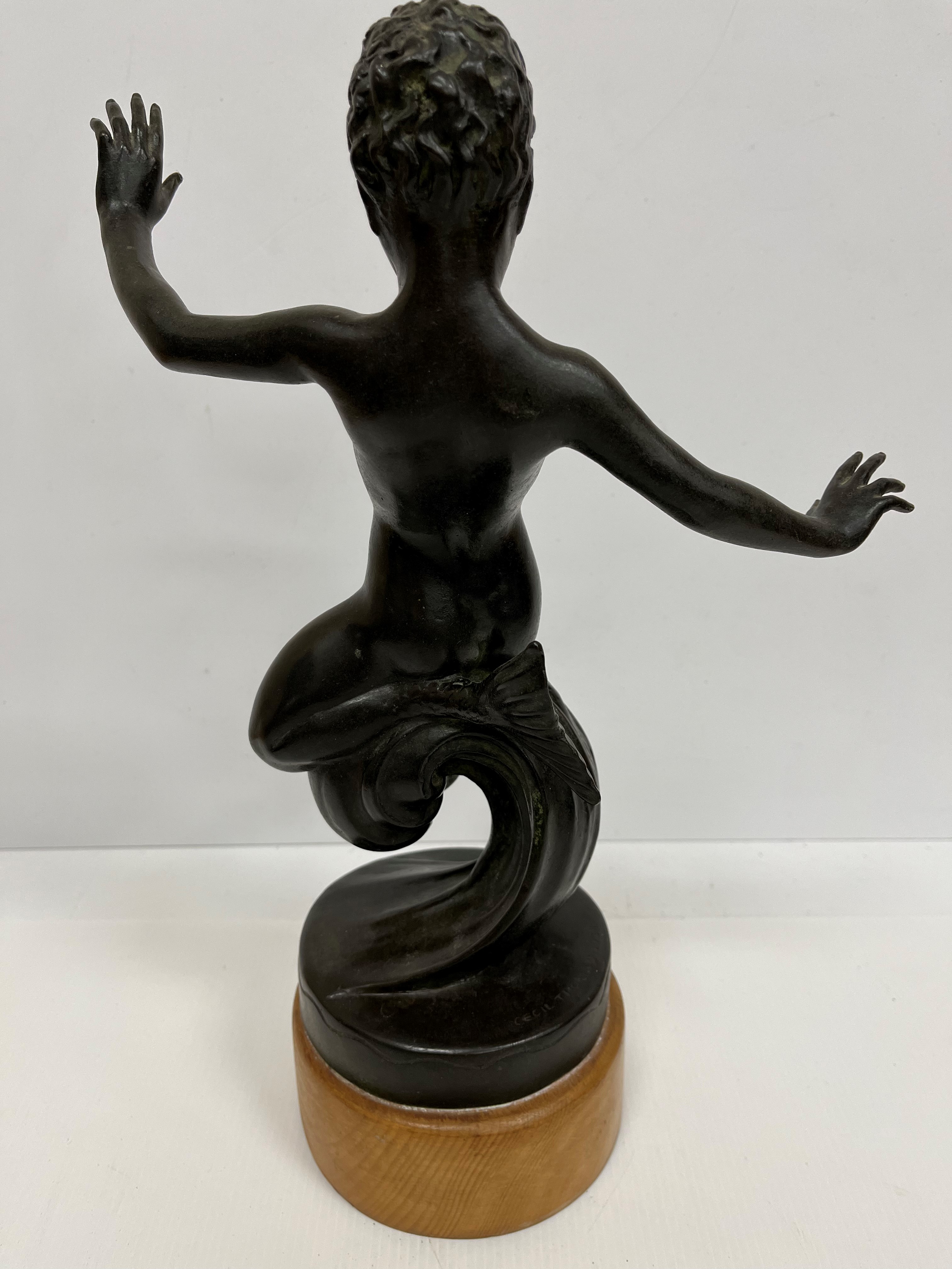 CECIL THOMAS (1885-1976) "Nymph of the wave", a chocolate patinated bronze study, - Image 2 of 4