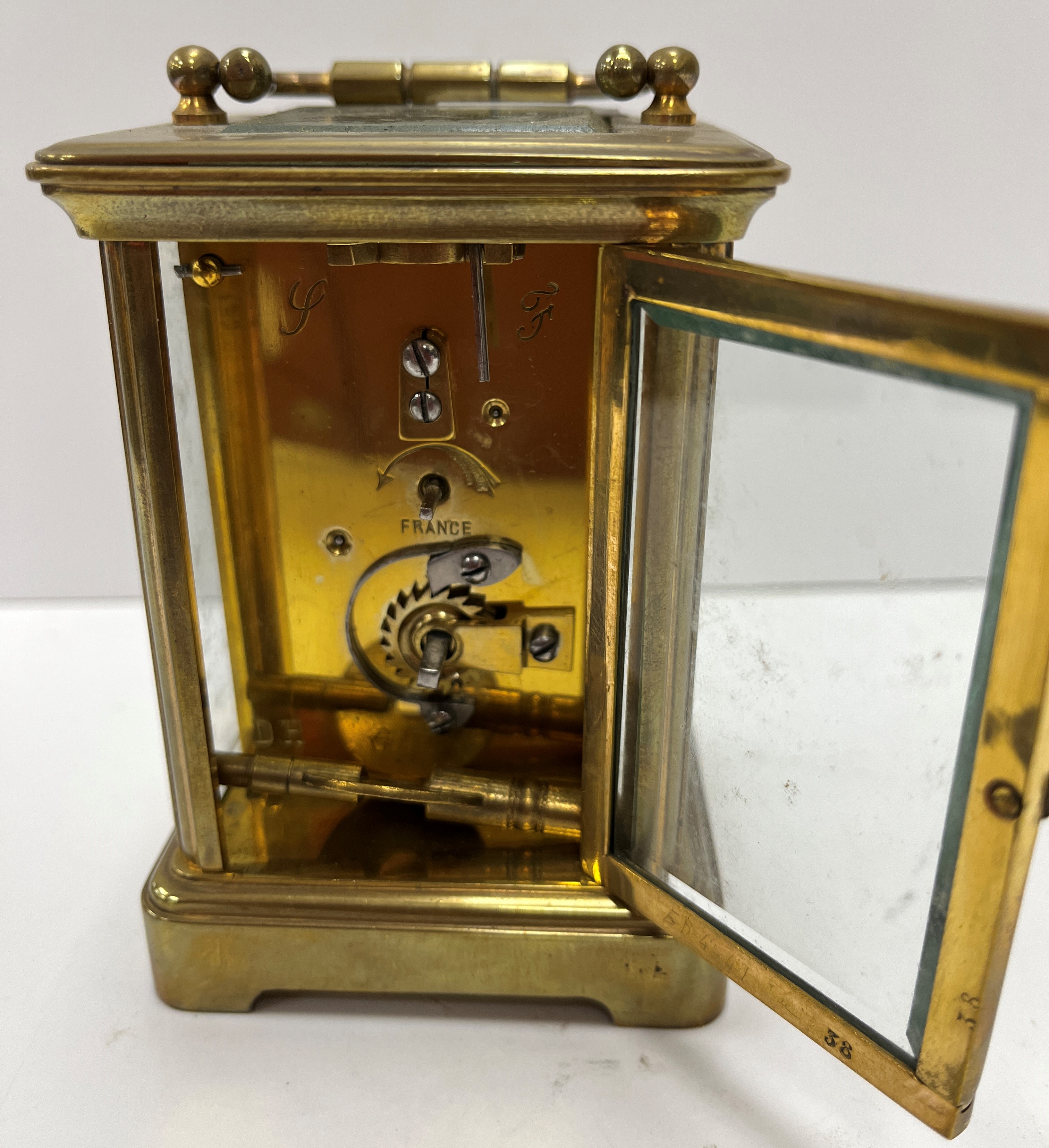 A brass cased carriage clock of small proportions, - Image 2 of 3