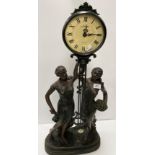 A 20th Century simulated bronze figural mantle clock,