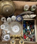A collection of various green glazed pottery plates and fruit stands,