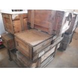 Seven aeronautical wooden crates,