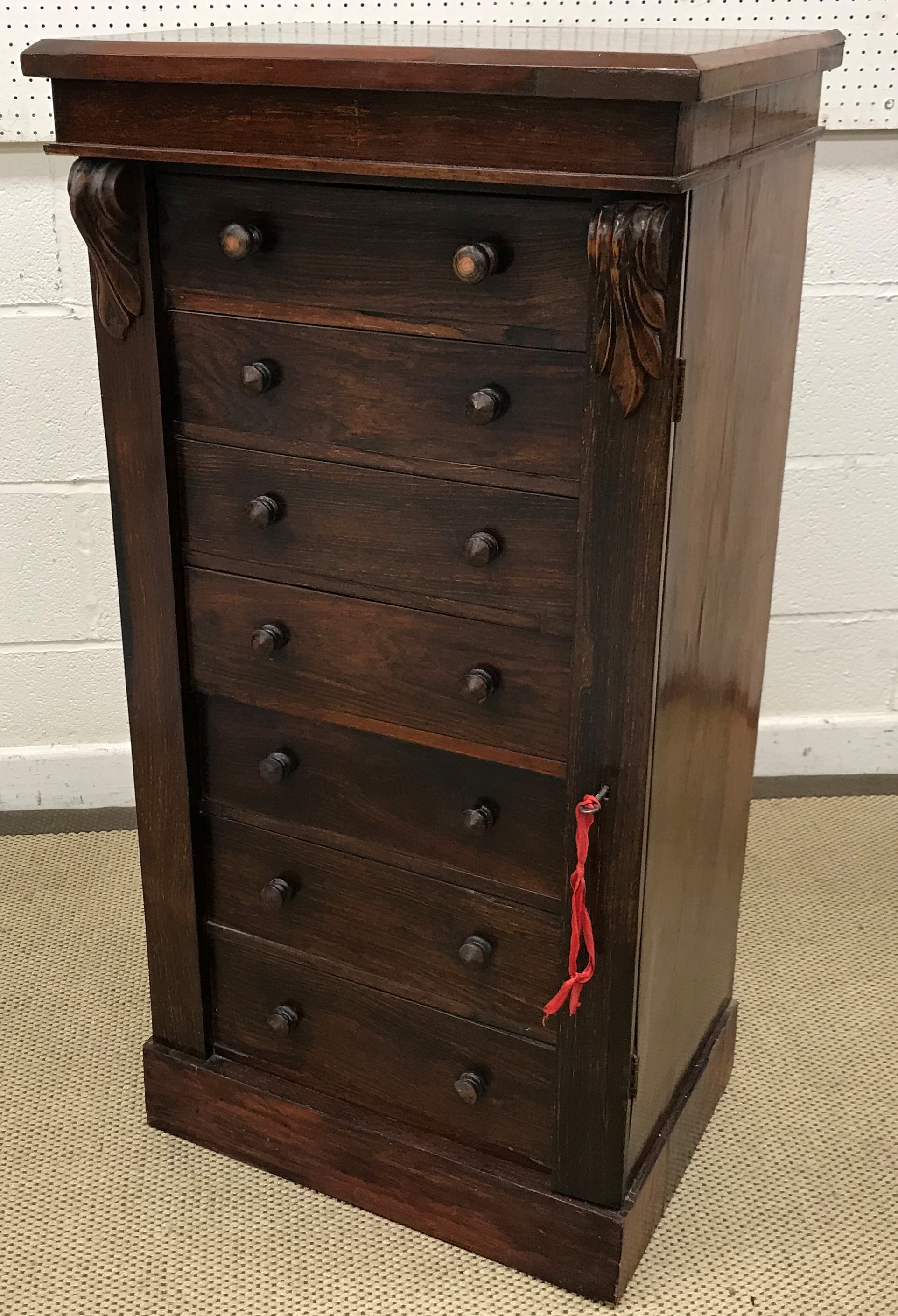 A Victorian rosewood Wellington chest,