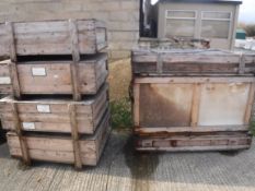 Seven aeronautical wooden crates,