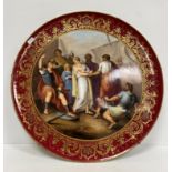 A Vienna Porcelain charger depicting the departure of Briseis from Achilles in the Iliad signed