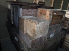 Nine aeronautical wooden crates,