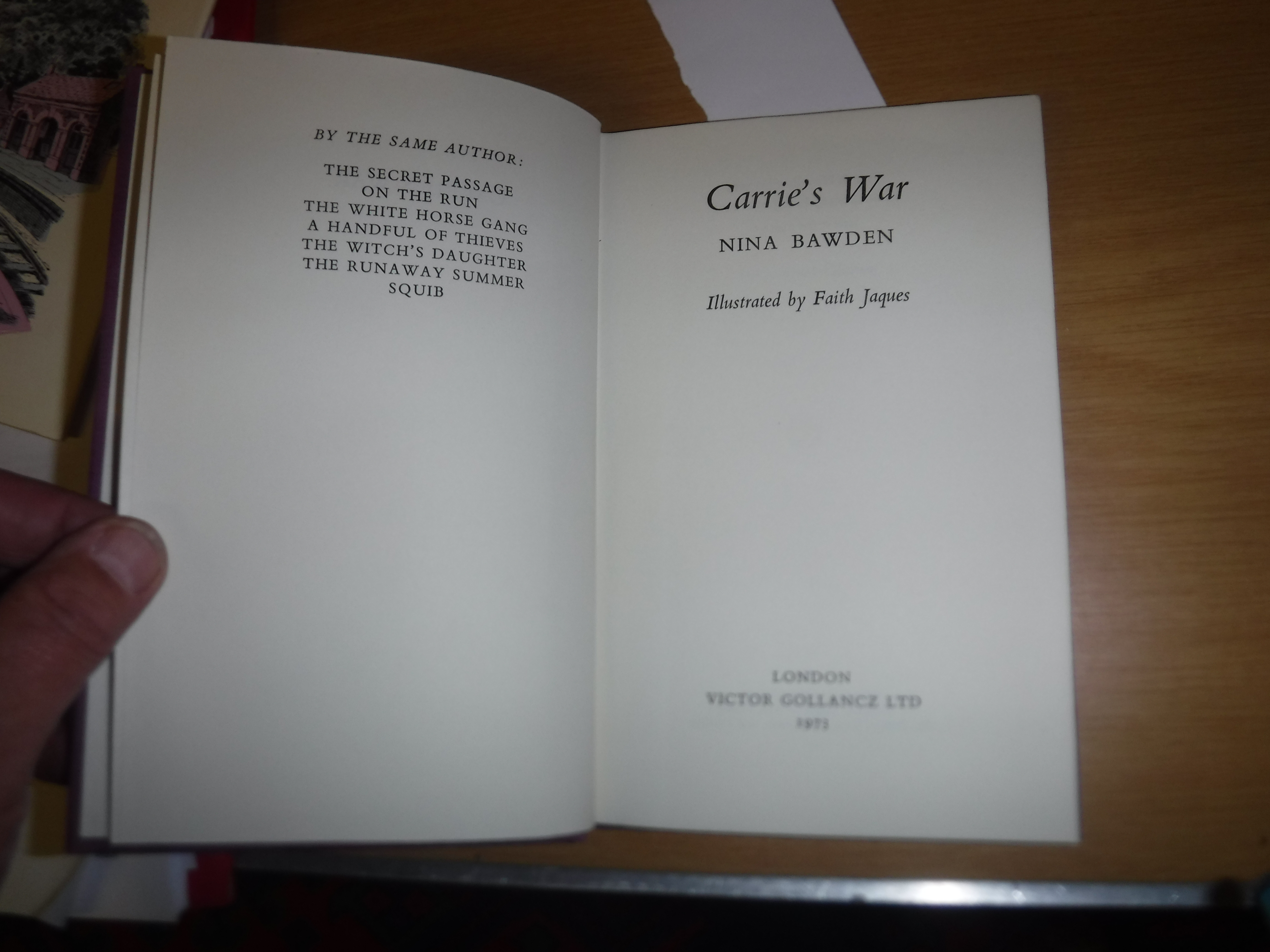 NINA BAWDEN "Carrie's War" illustrated by Faith Jaques, first edition 1973, signed by the author, - Image 9 of 12