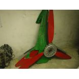 A CFS Aero Products 3 blade red painted propellor, Serial No. A11795, blade No. 2, blade Serial No.