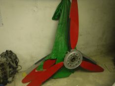 A CFS Aero Products 3 blade red painted propellor, Serial No. A11795, blade No. 2, blade Serial No.