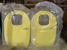 Two De Havilland Dove doors, lime green / yellow painted,