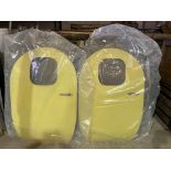 Two De Havilland Dove doors, lime green / yellow painted,