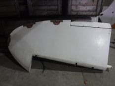 A De Havilland tail fin, cream painted, approx 220 cm high, bearing label inscribed "Dove Serial No.