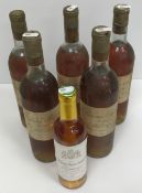 Five bottles Chateau Climens 1er Cru Haut Barsac 1970 and one half bottle Chateau Saint-Amand