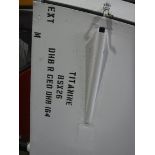 A De Havilland tail fin, white painted, approx 220 cm high, bearing label inscribed "Type No.