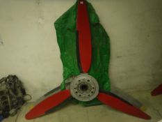 A CFS Aero Products 3 blade red painted propellor, Serial No. A10048, blade No. 3, blade Serial No.